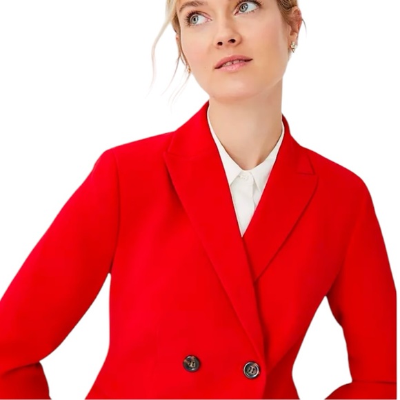 Ann Taylor Red Double Breasted Blazer 16 - Picture 3 of 4